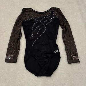 GK Elite Long Sleeve Leotard with Swarovski crystals, size AXS.